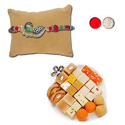 "AMERICAN DIAMOND (AD) RAKHIS -AD 4330 A,  500gms of Assorted Sweets - Click here to View more details about this Product